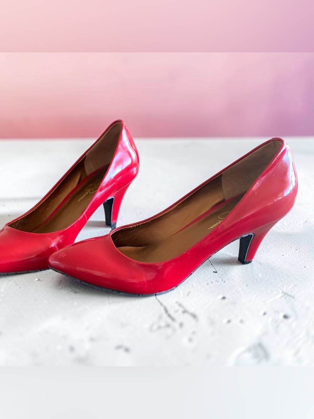 Jessica Simpson Red Patent Leather Pointed Toe Pumps Womens Sz 8M